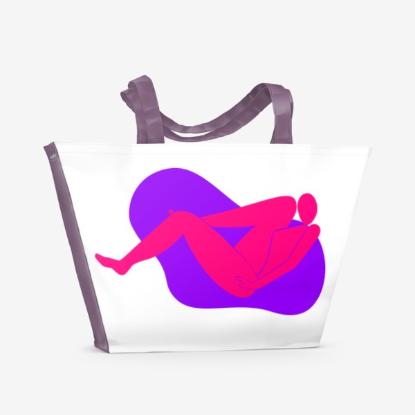 Пляжная сумка &laquo;Обнаженная девушка. Минималистичный принт для футболки. Розовый, фиолетовый, яркий цвет. Феминизм. Женщина. girls power &raquo;