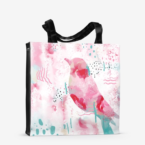 Сумка-шоппер «Птичка и абстрактные цветы»