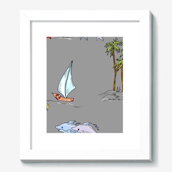 Картина «дельфины, пальмы, океан, »
