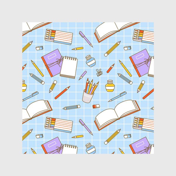 Скатерть «Школьный паттерн с карандашами и блокнотами»