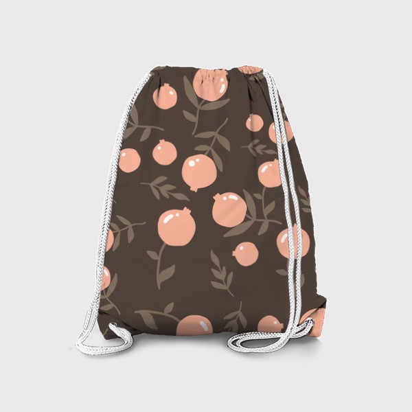 Рюкзак «Гранаты, стильный паттерн в пастельных цветах, розовый, коричневый, растения, природа, для девушки, бабушки, маме»