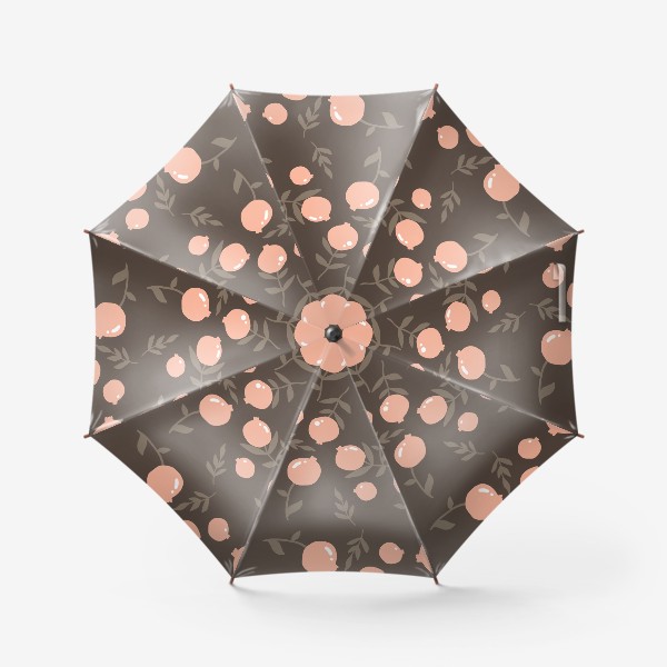 Зонт «Гранаты, стильный паттерн в пастельных цветах, розовый, коричневый, растения, природа, для девушки, бабушки, маме»