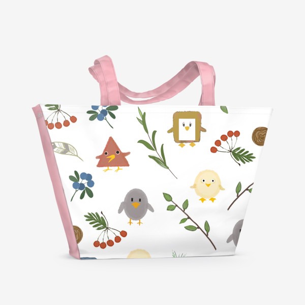 Пляжная сумка «"Веселые птички геометрических форм"»