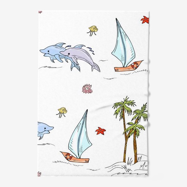Полотенце &laquo;дельфины, пальмы, океан&raquo;