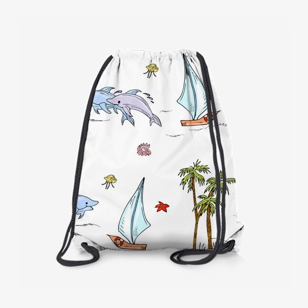 Рюкзак «дельфины, пальмы, океан»