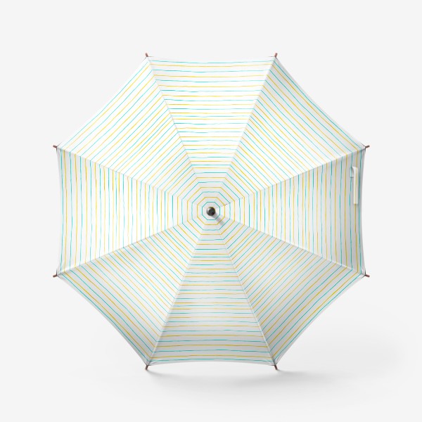 Зонт «Паттерн тонкие акварельные полоски желтые и бирюзовые»