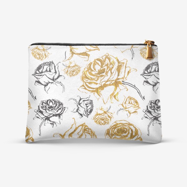 Косметичка «Roses. Black and gold pattern»