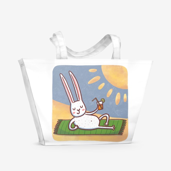 Пляжная сумка «Зайчик на пляже. Отдых. Пейзаж»
