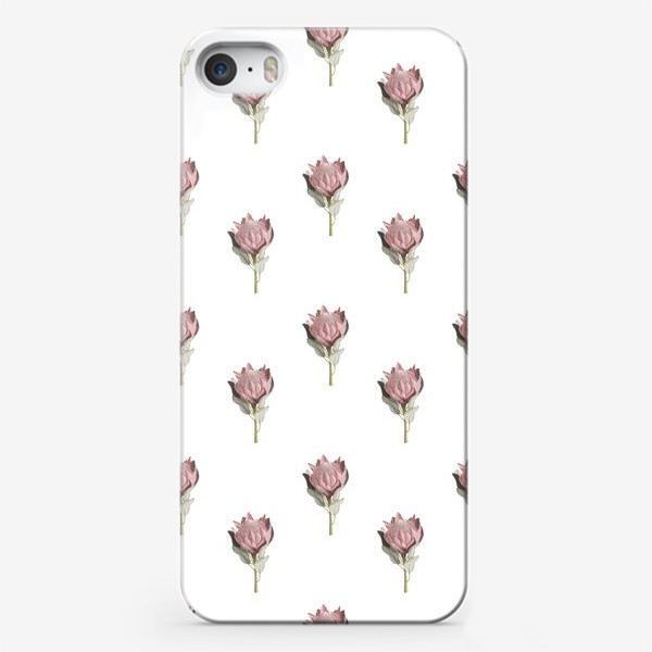 Чехол iPhone «Симметричный паттерн с цветами протеи на белом фоне»