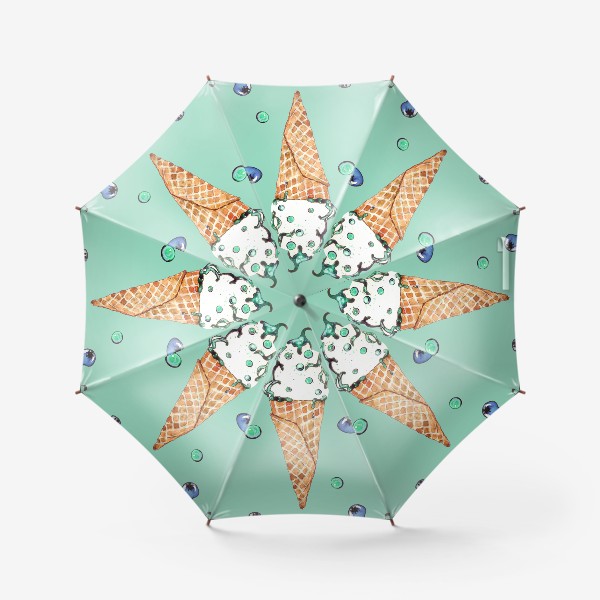 Зонт «Паттерн из мороженок с голубикой на мятном»