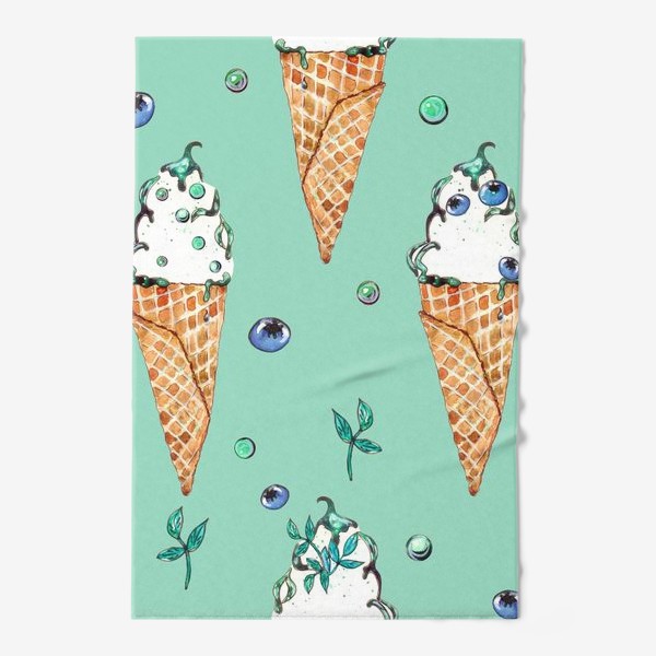 Полотенце «Паттерн из мороженок с голубикой на мятном»