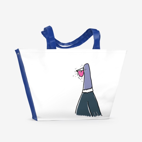 Пляжная сумка «Голубь показывает язык. Некультурный голубь»