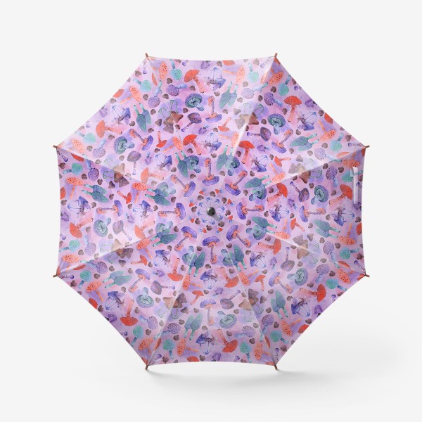Зонт «Фантастические грибы на розовом фоне»