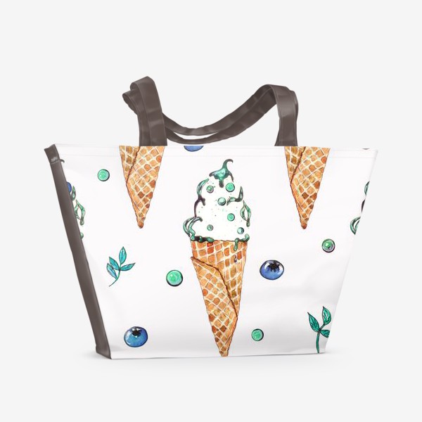 Пляжная сумка «Узор из мороженого и голубики»
