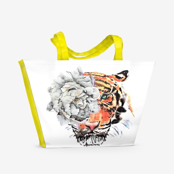 Пляжная сумка «тигр цветы гороскорп»