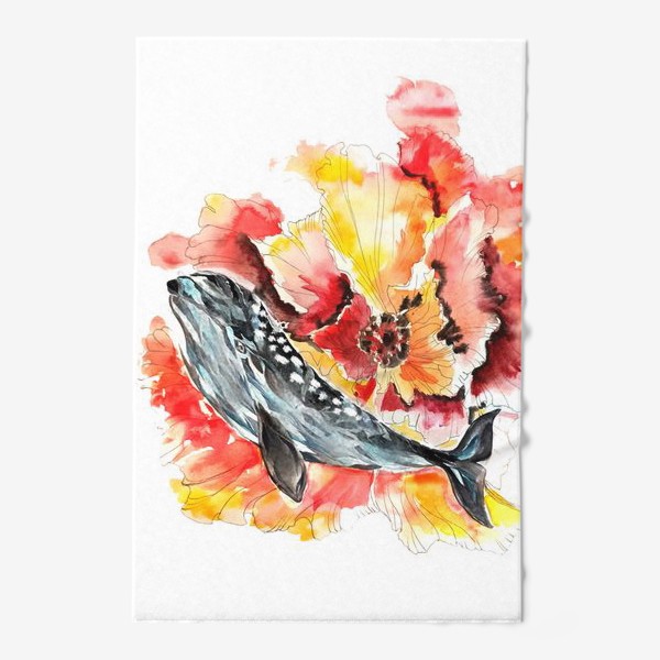 Полотенце «кит цветы  »