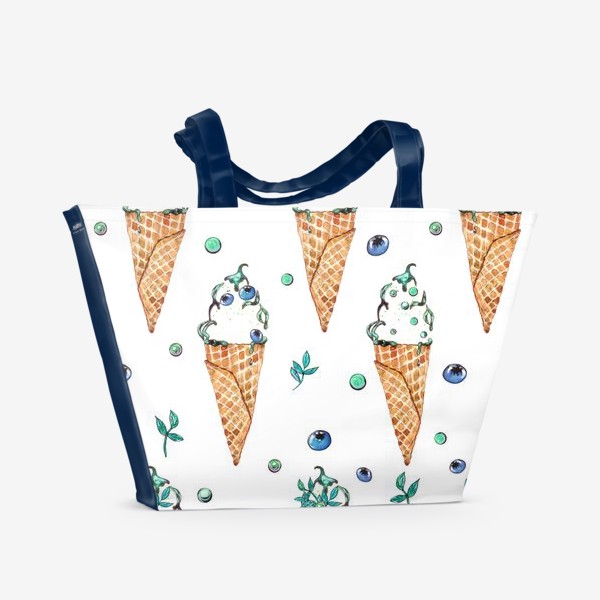 Пляжная сумка «Мороженое с голубикой и посыпками на белом»