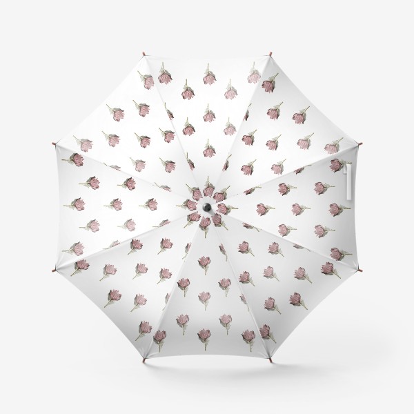 Зонт «Симметричный паттерн с цветами протеи на белом фоне»