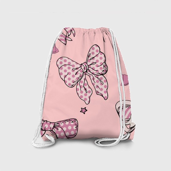 Рюкзак «Фон с розовыми бантами и звездочками»