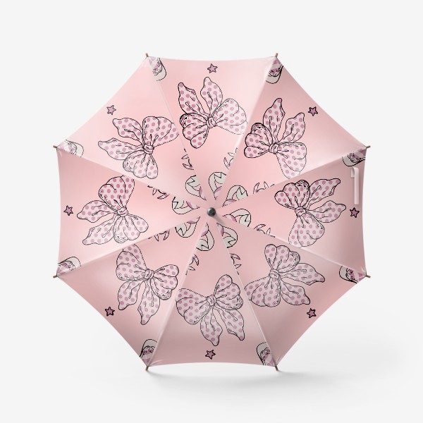 Зонт «Фон с розовыми бантами и звездочками»