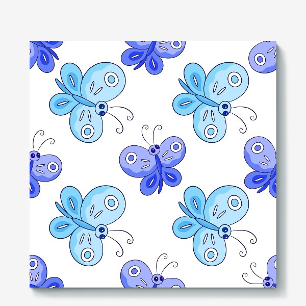 Холст «Голубые и фиолетовые бабочки»