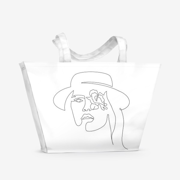 Пляжная сумка «Девушка в шляпе. Минимализм»