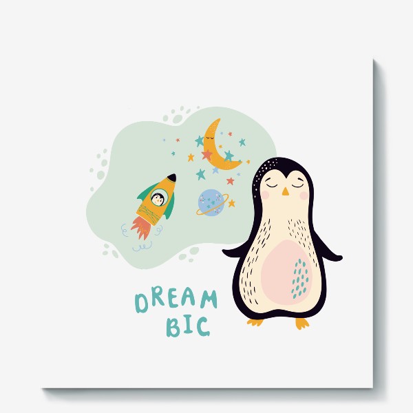 Холст «Мечтательнвый пингвин»