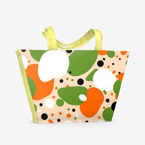 Пляжная сумка «Веселый принт из оранжевых, зеленых и белых пятен»