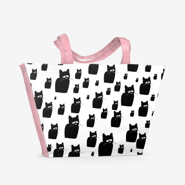 Пляжная сумка «Принт из грустных черных котов Киану»