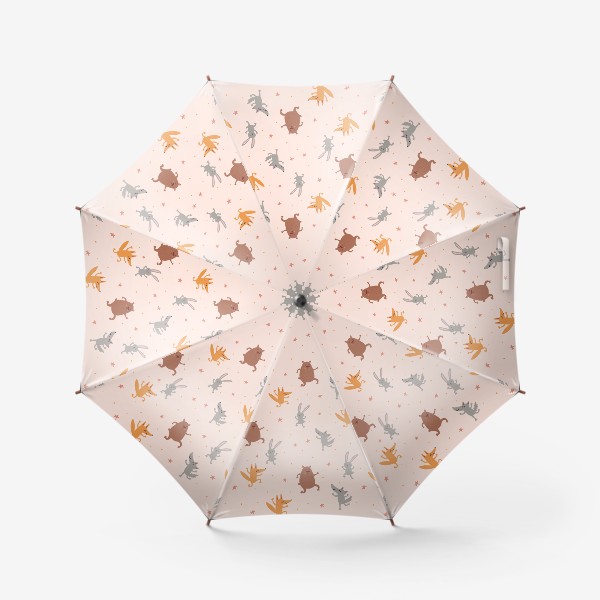 Зонт «Нежный паттерн с танцующими зверятами и звездами»