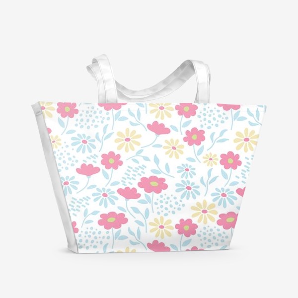 Пляжная сумка «Нежный узор с цветочками»