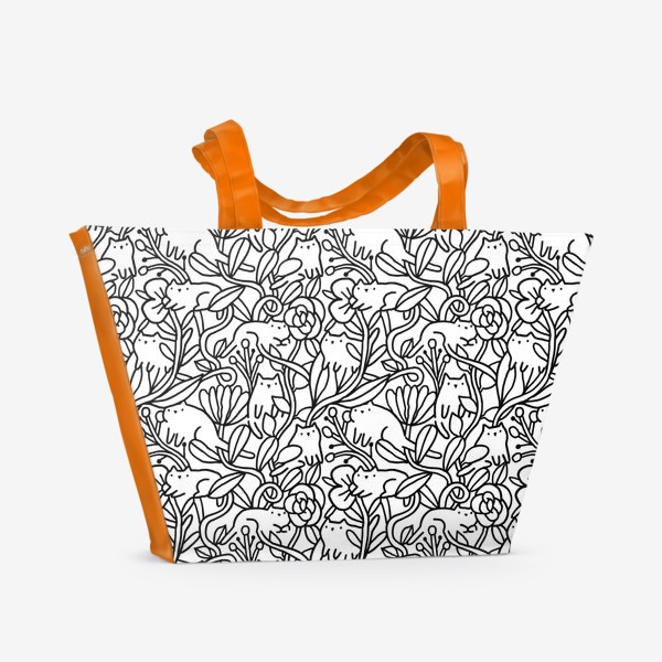 Пляжная сумка «Коты в цветах»