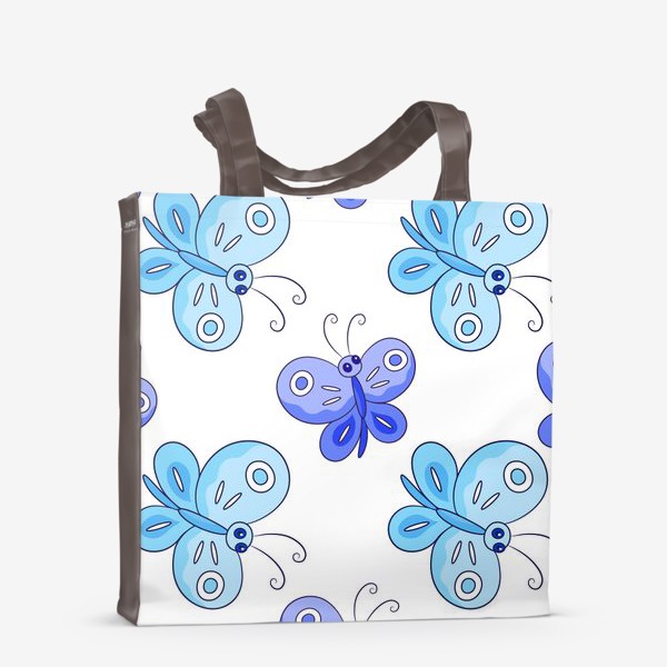 Сумка-шоппер «Голубые и фиолетовые бабочки»