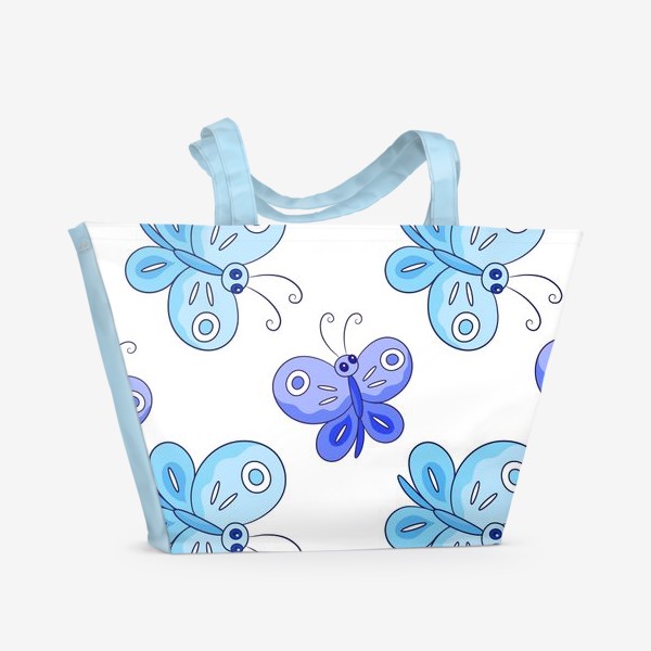 Пляжная сумка &laquo;Голубые и фиолетовые бабочки&raquo;