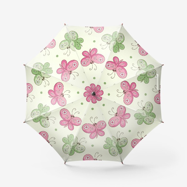 Зонт «Розовые и зеленые бабочки»