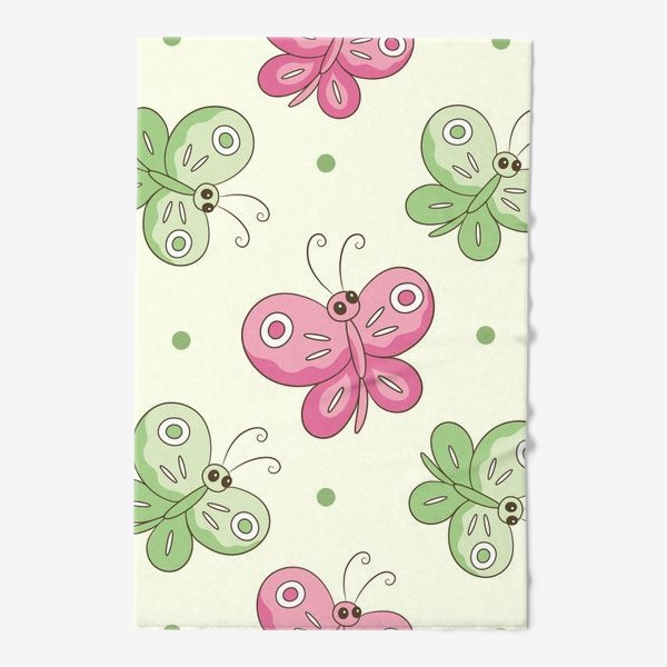 Полотенце «Розовые и зеленые бабочки»