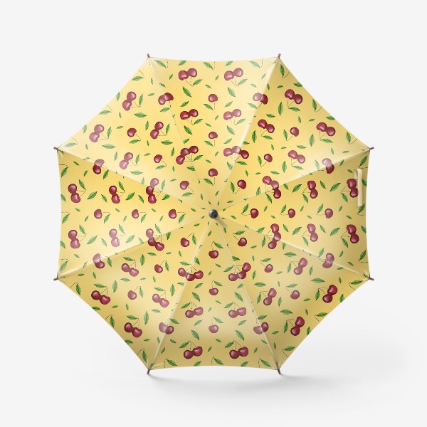Зонт &laquo;Черешня, вишня на желтом&raquo;