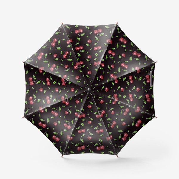 Зонт «Черешня, вишня на чёрном»