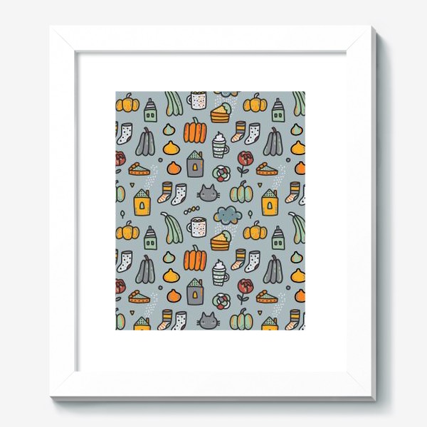 Картина «Уютная осень. Тыквы, коты, пироги, кофе  и какао»