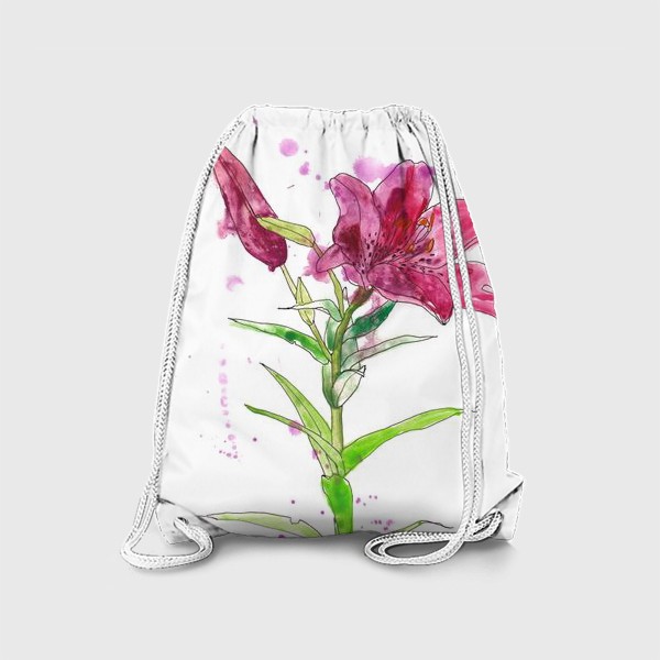 Рюкзак «Розовая лилия. Цветы. Акварель»