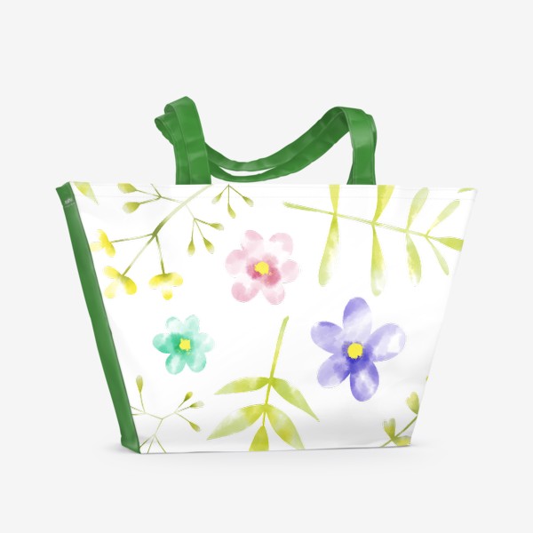 Пляжная сумка &laquo;Нежный акварельные цветочки &raquo;