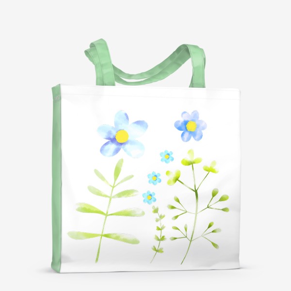 Сумка-шоппер &laquo;Голубые акварельные цветы&raquo;