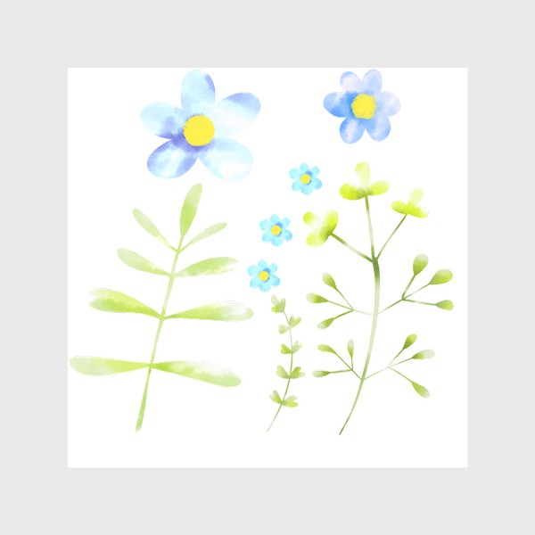 Скатерть &laquo;Голубые акварельные цветы&raquo;