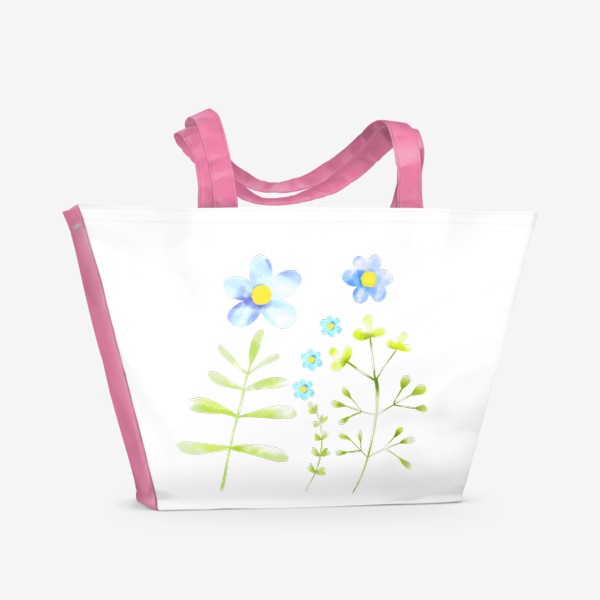 Пляжная сумка «Голубые акварельные цветы»