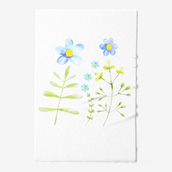Полотенце &laquo;Голубые акварельные цветы&raquo;