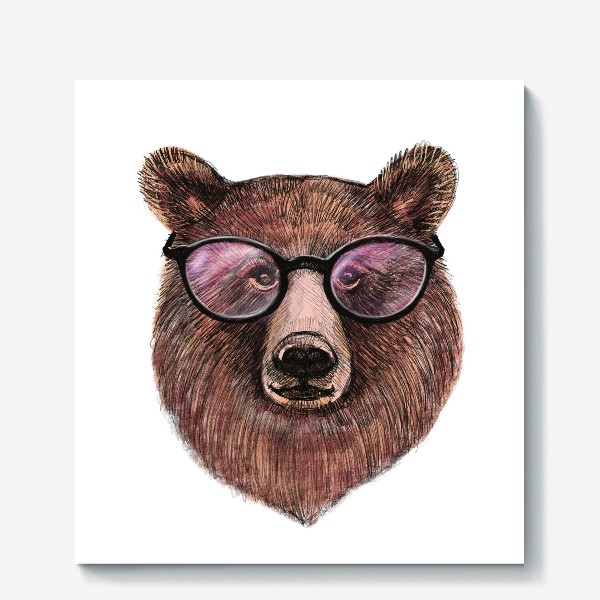 Холст «медведь в очках»