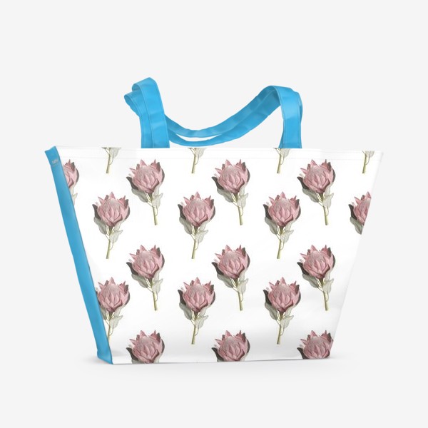 Пляжная сумка «Паттерн с цветами протеи»