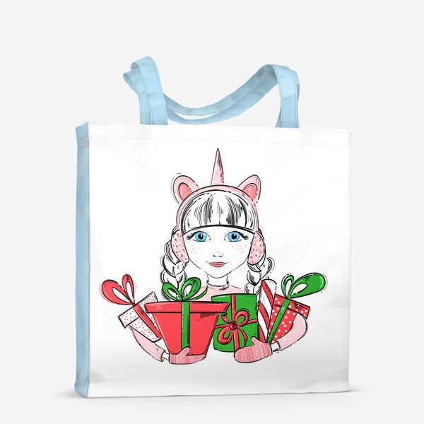 Сумка-шоппер «Иллюстрация девочки с подарками»