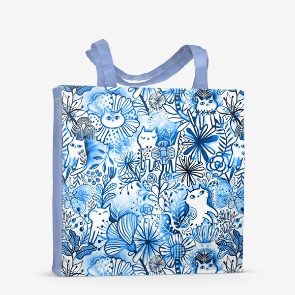 Сумка-шоппер «Акварельные коты и цветы»