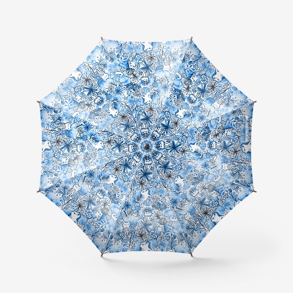Зонт «Акварельные коты и цветы»